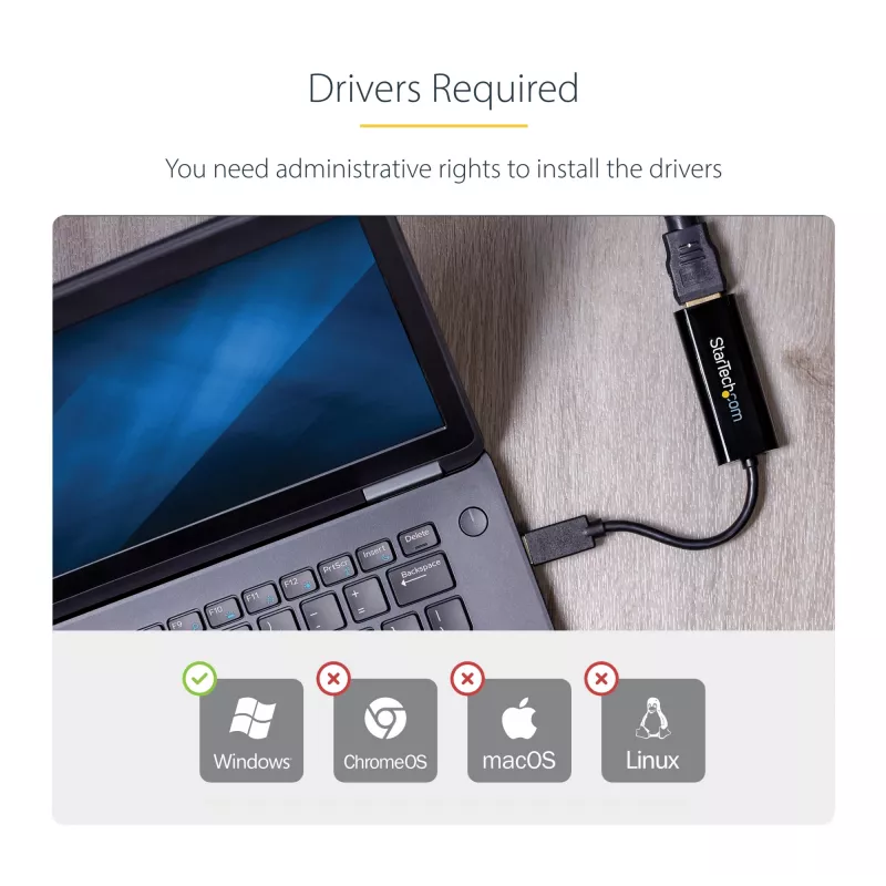 Adapter StarTech.com USB 3.0 na HDMI, konwerter monitora USB na HDMI dla Windows, 1080P (brak wsparcia dla macOS/ChromeOS/Linux) - TAA