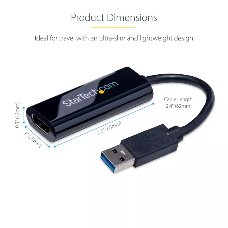Adapter StarTech.com USB 3.0 na HDMI, konwerter monitora USB na HDMI dla Windows, 1080P (brak wsparcia dla macOS/ChromeOS/Linux) - TAA