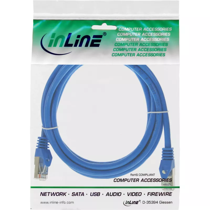 InLine kabel krosowy SF/UTP Kat.5e RJ-45 2 m niebieski