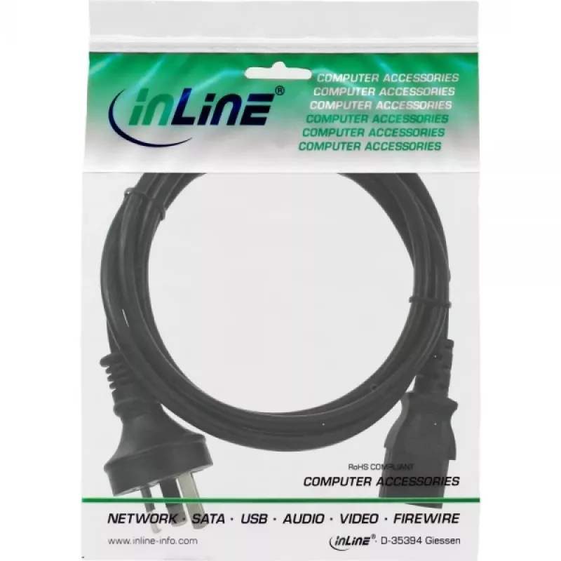 Kabel zasilający InLine, Australia na 3-pin IEC C13 męski, 1,8m
