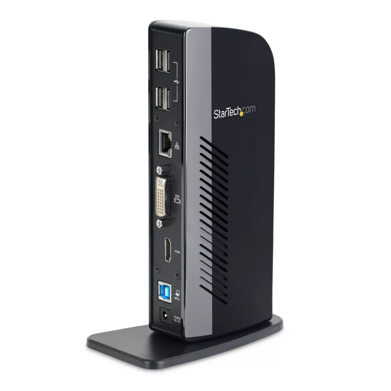 Stacja dokująca StarTech.com Dual Monitor USB 3.0 z HDMI - DVI - 6 portami USB~Stacja dokująca do laptopa Dual Monitor USB 3.0 z HDMI i DVI/VGA, 6-portowy hub USB-A, GbE, audio, uniwersalna dok Type-A - Windows/macOS/ChromeOS