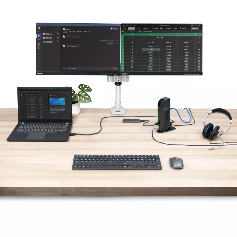 Stacja dokująca StarTech.com Dual Monitor USB 3.0 z HDMI - DVI - 6 portami USB~Stacja dokująca do laptopa Dual Monitor USB 3.0 z HDMI i DVI/VGA, 6-portowy hub USB-A, GbE, audio, uniwersalna dok Type-A - Windows/macOS/ChromeOS