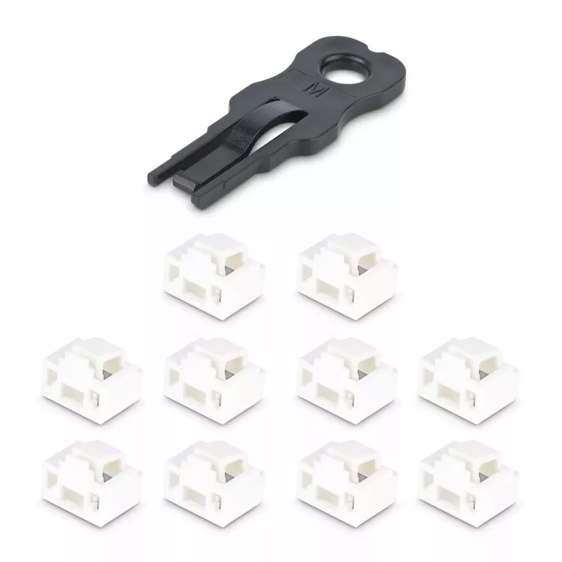 StarTech.com Blokady portów RJ45 – 10 szt. z kluczem zabezpieczającym, blokada portu RJ45 / osłona przeciwpyłowa, wielokrotnego użytku ochrona portu Ethernet/LAN, zatrzaskowa zaślepka RJ45 do serwerów/przełączników/płyt czołowych