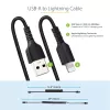 StarTech.com 50cm (20in) USB do Lightning, kabel MFi Certified, zwijany, czarny, wytrzymały płaszcz TPE wzmocniony włóknem aramidowym, wytrzymały zwijany kabel Lightning