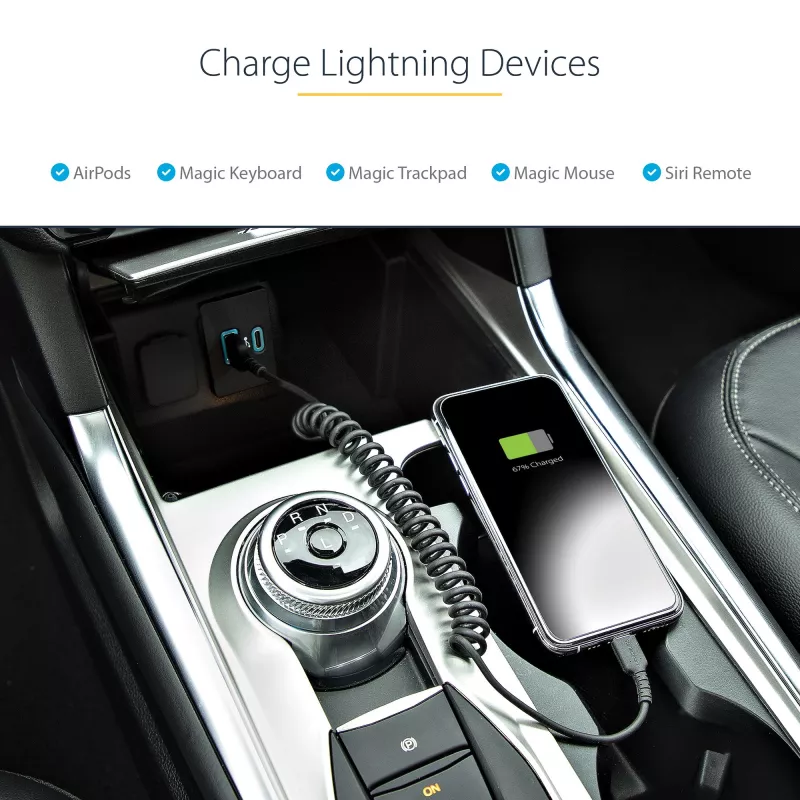 StarTech.com 50cm (20in) USB do Lightning, kabel MFi Certified, zwijany, czarny, wytrzymały płaszcz TPE wzmocniony włóknem aramidowym, wytrzymały zwijany kabel Lightning