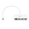 StarTech.com 3-Port USB-C Hub with Gigabit Ethernet - USB-C na 3x USB-A - Hub USB 3.0 - Biały