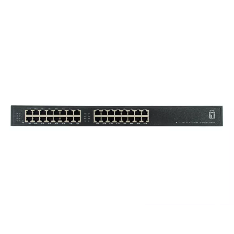 LevelOne POH-1620 16-portowy hub PoE Midspan wysokiej mocy, 400 W