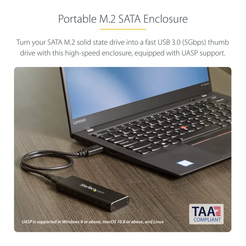 StarTech.com Obudowa na dysk SSD M.2 dla dysków SSD SATA M.2 - USB 3.0 (5 Gb/s) z UASP