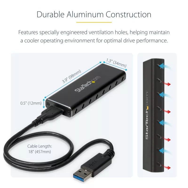 StarTech.com Obudowa na dysk SSD M.2 dla dysków SSD SATA M.2 - USB 3.0 (5 Gb/s) z UASP
