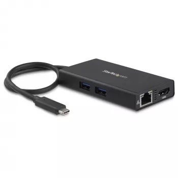 StarTech.com Wieloportowy adapter USB-C — Przenośna stacja dokująca podróżna z HDMI 4K — Przekazywanie mocy 60 W, GbE, 2-portowy koncentrator USB-A 3.0 — Poręczna mini stacja dokująca USB Type-C do laptopa