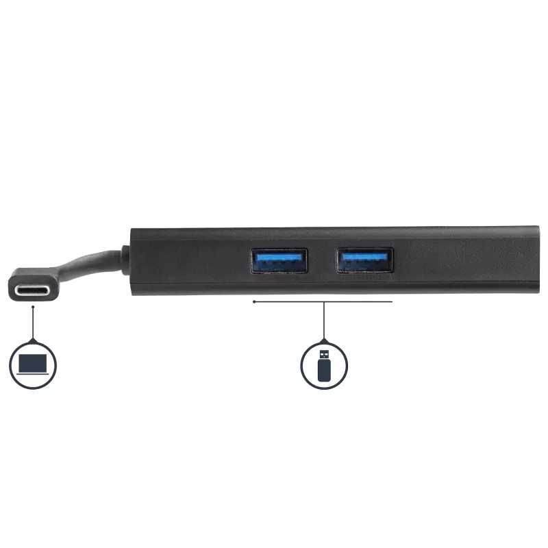 StarTech.com Wieloportowy adapter USB-C — Przenośna stacja dokująca podróżna z HDMI 4K — Przekazywanie mocy 60 W, GbE, 2-portowy koncentrator USB-A 3.0 — Poręczna mini stacja dokująca USB Type-C do laptopa