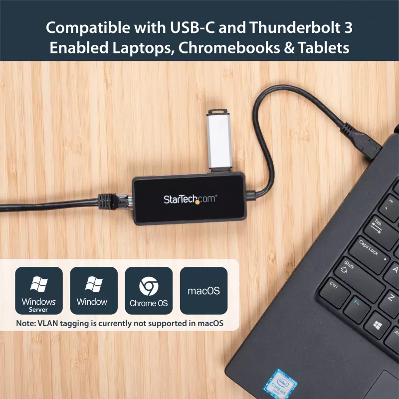 StarTech.com Karta sieciowa USB-C na Gigabit Ethernet z dodatkowym portem USB 3.0
