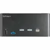 StarTech.com 2-portowy przełącznik KVM DisplayPort do trzech monitorów - 4K 60 Hz UHD HDR - stacjonarny DP 1.2 KVM z koncentratorem USB 3.0 2-portowym (5 Gb/s) i 4 portami USB 2.0 HID, audio - przełączanie skrótami klawiszowymi - TAA