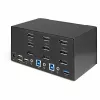 StarTech.com 2-portowy przełącznik KVM DisplayPort do trzech monitorów - 4K 60 Hz UHD HDR - stacjonarny DP 1.2 KVM z koncentratorem USB 3.0 2-portowym (5 Gb/s) i 4 portami USB 2.0 HID, audio - przełączanie skrótami klawiszowymi - TAA