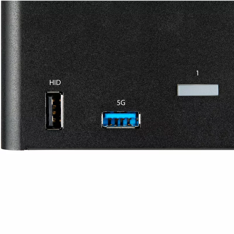 StarTech.com 2-portowy przełącznik KVM DisplayPort do trzech monitorów - 4K 60 Hz UHD HDR - stacjonarny DP 1.2 KVM z koncentratorem USB 3.0 2-portowym (5 Gb/s) i 4 portami USB 2.0 HID, audio - przełączanie skrótami klawiszowymi - TAA