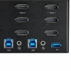 StarTech.com 2-portowy przełącznik KVM DisplayPort do trzech monitorów - 4K 60 Hz UHD HDR - stacjonarny DP 1.2 KVM z koncentratorem USB 3.0 2-portowym (5 Gb/s) i 4 portami USB 2.0 HID, audio - przełączanie skrótami klawiszowymi - TAA