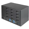 StarTech.com Przełącznik KVM DisplayPort Quad Monitor 2-portowy - 4K 60Hz UHD HDR - Desktop 4K DP 1.2 KVM z hubem USB 3.0 2-portowym (5Gbps) i 4 portami USB 2.0 HID, Audio - Przełączanie skrótami klawiszowymi - TAA