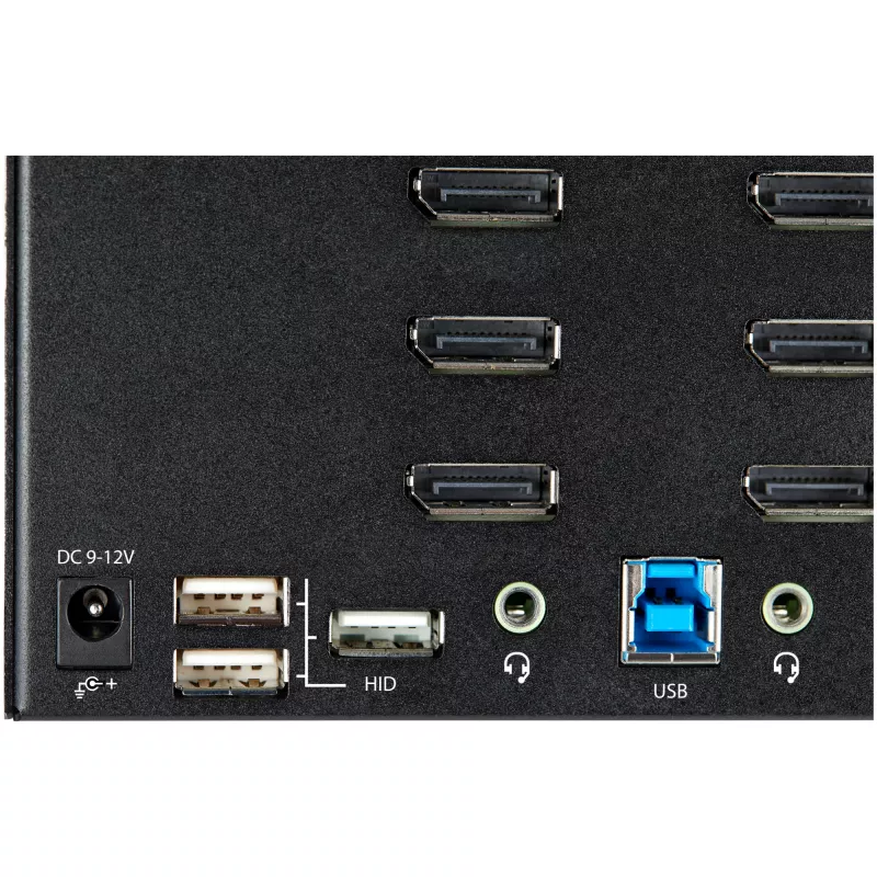 StarTech.com Przełącznik KVM DisplayPort Quad Monitor 2-portowy - 4K 60Hz UHD HDR - Desktop 4K DP 1.2 KVM z hubem USB 3.0 2-portowym (5Gbps) i 4 portami USB 2.0 HID, Audio - Przełączanie skrótami klawiszowymi - TAA