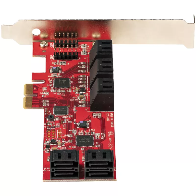 StarTech.com Karta PCIe SATA - 10-portowa karta rozszerzeń PCIe SATA - 6 Gb/s - niski/pełny profil - złącza SATA ułożone warstwowo - ASM1062 Non-RAID - konwerter/adapter PCI Express na SATA