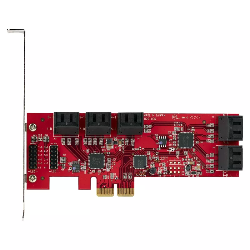 StarTech.com Karta PCIe SATA - 10-portowa karta rozszerzeń PCIe SATA - 6 Gb/s - niski/pełny profil - złącza SATA ułożone warstwowo - ASM1062 Non-RAID - konwerter/adapter PCI Express na SATA