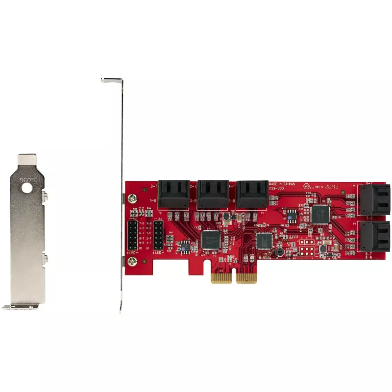 StarTech.com Karta PCIe SATA - 10-portowa karta rozszerzeń PCIe SATA - 6 Gb/s - niski/pełny profil - złącza SATA ułożone warstwowo - ASM1062 Non-RAID - konwerter/adapter PCI Express na SATA