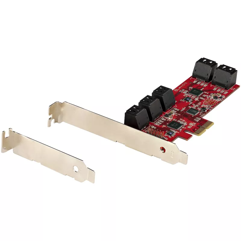StarTech.com Karta PCIe SATA - 10-portowa karta rozszerzeń PCIe SATA - 6 Gb/s - niski/pełny profil - złącza SATA ułożone warstwowo - ASM1062 Non-RAID - konwerter/adapter PCI Express na SATA