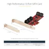 StarTech.com Karta PCIe SATA - 10-portowa karta rozszerzeń PCIe SATA - 6 Gb/s - niski/pełny profil - złącza SATA ułożone warstwowo - ASM1062 Non-RAID - konwerter/adapter PCI Express na SATA