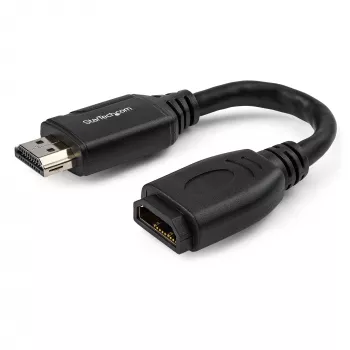StarTech.com Przedłużacz HDMI 6 cali (15 cm) – Kabel 4K 60 Hz High Speed HDMI 2.0 z Ethernet – Krótki przedłużacz HDMI – Adapter przedłużający HDMI męski na żeński