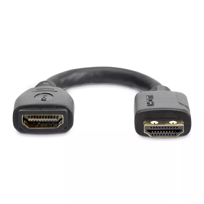 StarTech.com Przedłużacz HDMI 6 cali (15 cm) – Kabel 4K 60 Hz High Speed HDMI 2.0 z Ethernet – Krótki przedłużacz HDMI – Adapter przedłużający HDMI męski na żeński