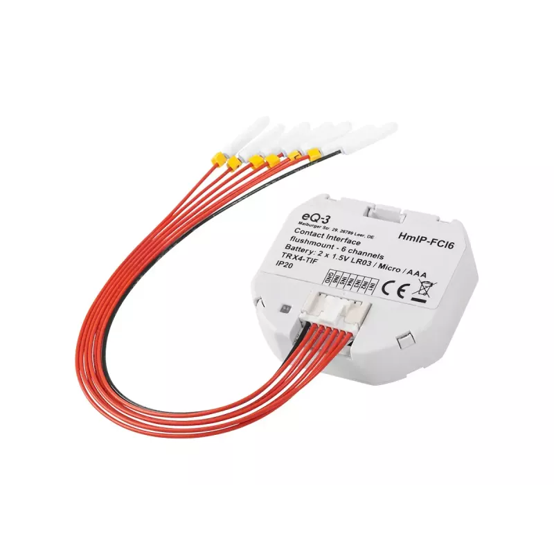 Łącznik światła Homematic IP HmIP-FCI6, biały, sterowanie przyciskiem, bateria (AAA), IP20, 48,5×15×53 mm
