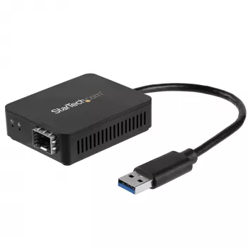 StarTech.com Konwerter USB 3.0 na światłowód - Kompaktowy adapter USB do otwartego SFP - Adapter sieciowy USB do Gigabit Ethernet - Adapter światłowodowy USB 3.0 kompatybilny ze światłowodem wielomodowym (MMF)/jednomodowym (SMF)