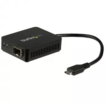 StarTech.com USB-C do konwertera światłowodowego - Otwarte SFP, Przewodowy, USB Typu-C, Światłowód, 1000 Mbit/s, Czarny