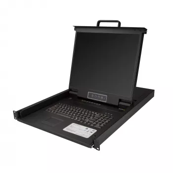 StarTech.com 8-portowa konsola KVM do montażu w szafie rack z kablami 1,8 m – zintegrowany przełącznik KVM z monitorem LCD 19 cali – w pełni funkcjonalna szuflada KVM LCD 1U – OSD KVM – wytrzymała, MTBF 50 000 h – obsługa USB + VGA
