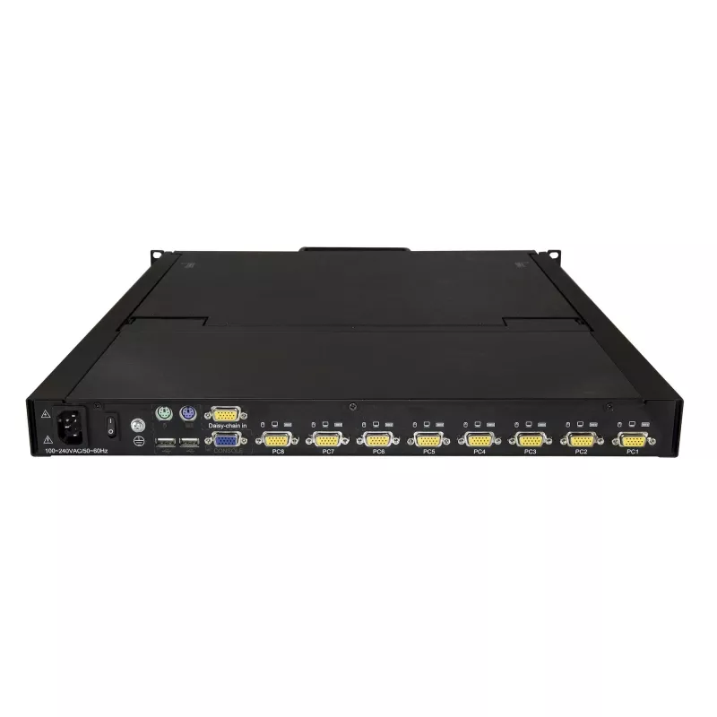 StarTech.com 8-portowa konsola KVM do montażu w szafie rack z kablami 1,8 m – zintegrowany przełącznik KVM z monitorem LCD 19 cali – w pełni funkcjonalna szuflada KVM LCD 1U – OSD KVM – wytrzymała, MTBF 50 000 h – obsługa USB + VGA