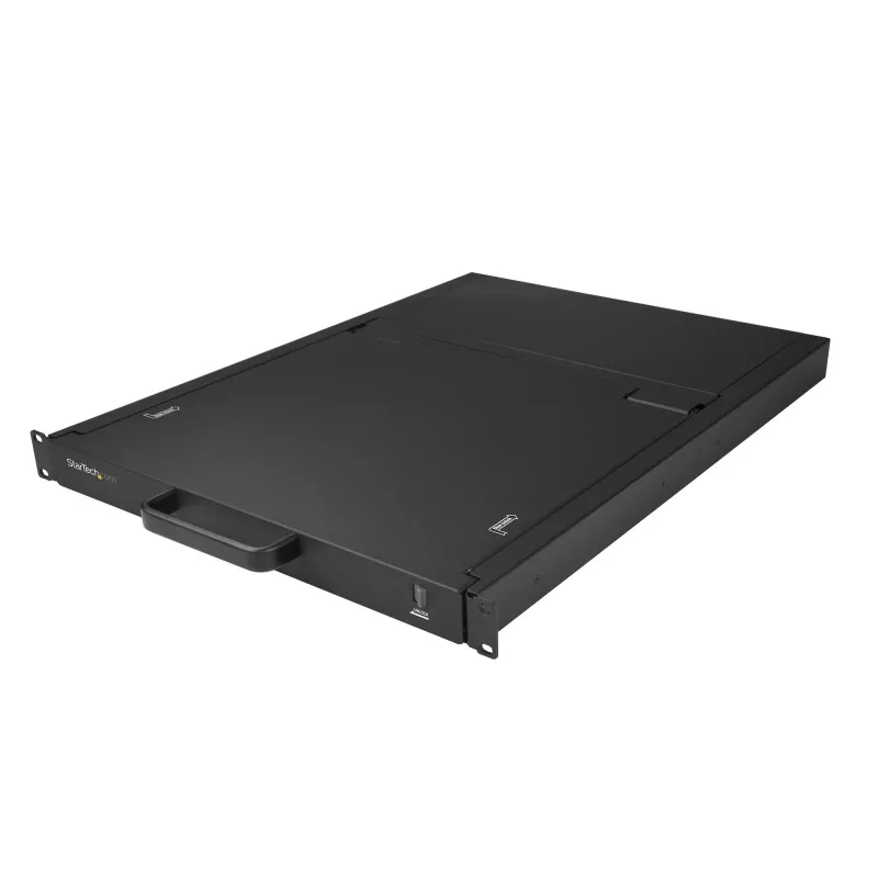 StarTech.com 8-portowa konsola KVM do montażu w szafie rack z kablami 1,8 m – zintegrowany przełącznik KVM z monitorem LCD 19 cali – w pełni funkcjonalna szuflada KVM LCD 1U – OSD KVM – wytrzymała, MTBF 50 000 h – obsługa USB + VGA