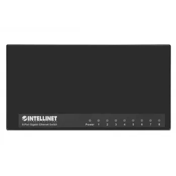 Intellinet 8-portowy przełącznik Gigabit Ethernet, rozmiar biurkowy, plastikowa obudowa, IEEE 802.3az (Energy Efficient Ethernet), czarny
