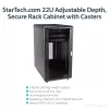 StarTech.com 4-Post 22U Szafa rackowa na serwer, zamykana na klucz 19-calowa szafa rack do przechowywania danych dla sprzętu komputerowego / AV / IT, szafa sieciowa biurowa / domowa z kółkami jezdnymi i regulowanymi szynami montażowymi