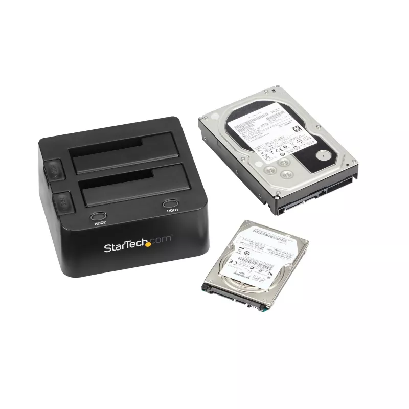 StarTech.com Dual-Bay USB 3.0 do SATA Stacja dokująca dla dysków twardych, USB Stacja dokująca dysków twardych, Zewnętrzna stacja dokująca 2.5/3.5 cala SATA I/II/III SSD/HDD, Zatoka dysków twardych z możliwością hot-swap, Ładowanie od góry