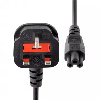StarTech.com 2m kabel zasilający do laptopa, BS 1363 na C5 (koniczynka), 2,5A 250V, 18AWG, kabel zastępczy do laptopa w standardzie UK, kabel zasilający do drukarki, kabel do ładowarki laptopa, kabel do zasilacza laptopa
