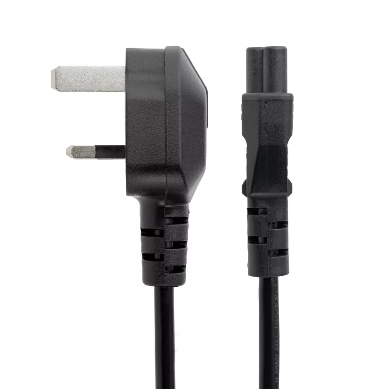 StarTech.com 2m kabel zasilający do laptopa, BS 1363 na C5 (koniczynka), 2,5A 250V, 18AWG, kabel zastępczy do laptopa w standardzie UK, kabel zasilający do drukarki, kabel do ładowarki laptopa, kabel do zasilacza laptopa