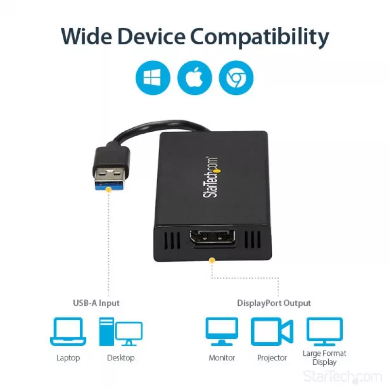 StarTech.com Adapter USB 3.0 na DisplayPort - Certyfikowany DisplayLink - 4K 30Hz