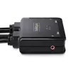 StarTech.com 2-portowy hybrydowy przełącznik KVM USB-C DisplayPort z kablami, 4K 60 Hz, kompaktowy KVM ze zintegrowanymi kablami hosta USB-A/DisplayPort/Audio 1,8 m i USB-C 1,2 m, zasilany z magistrali – przełączanie zdalnym przyciskiem/skrótami klawiszowymi