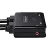 StarTech.com Przełącznik KVM z kablem USB-C 2-portowy, wyjście DisplayPort 4K 60Hz, kompaktowy KVM ze zintegrowanymi kablami USB-C/Audio 1,2 m, zasilany z magistrali - zdalne przełączanie przyciskiem/skrotami klawiszowymi