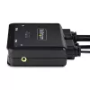 StarTech.com Przełącznik KVM z kablem USB-C 2-portowy, wyjście DisplayPort 4K 60Hz, kompaktowy KVM ze zintegrowanymi kablami USB-C/Audio 1,2 m, zasilany z magistrali - zdalne przełączanie przyciskiem/skrotami klawiszowymi
