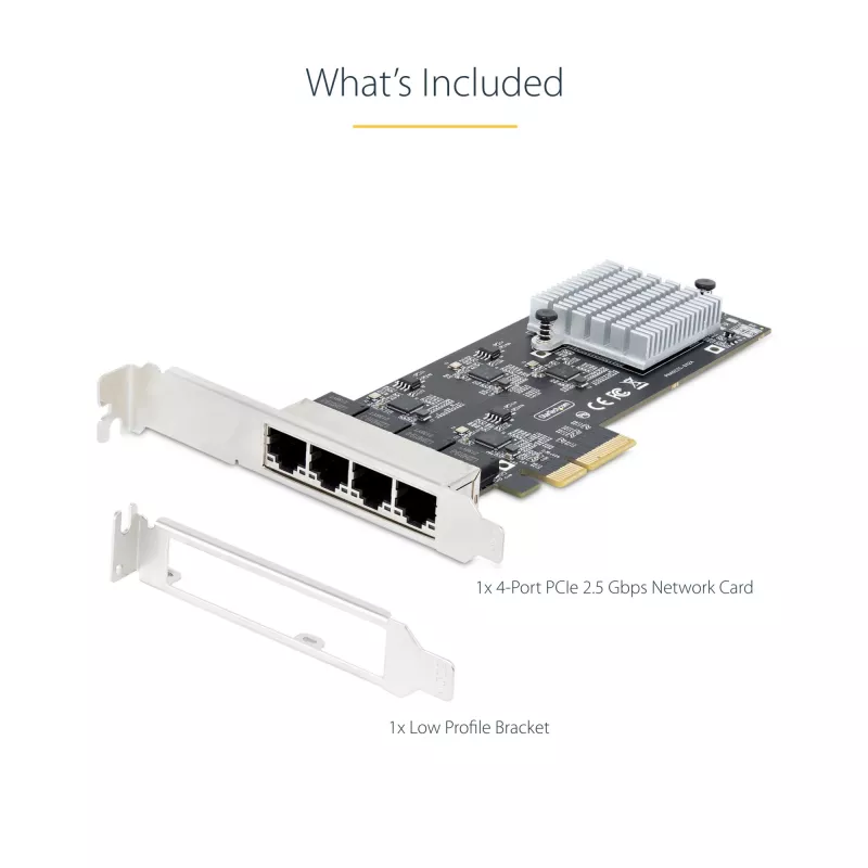 Karta sieciowa StarTech.com 4-Port 2.5Gbps NBASE-T PCIe, Intel I225-V, 4-portowa karta sieciowa, wielogigabitowa karta NIC, karta sieciowa PCI Express do serwera, stacjonarny interfejs Ethernet