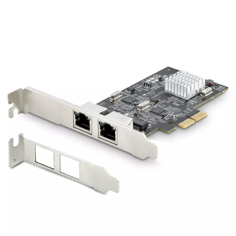 StarTech.com 2-Portowa Karta Sieciowa 2,5Gbps NBASE-T PCIe, Intel I225-V, Dwportowa Karta Sieciowa Komputera, Multi-Gigabit NIC, Karta Sieciowa Serwerowa PCI Express, Interfejs Ethernet Desktop