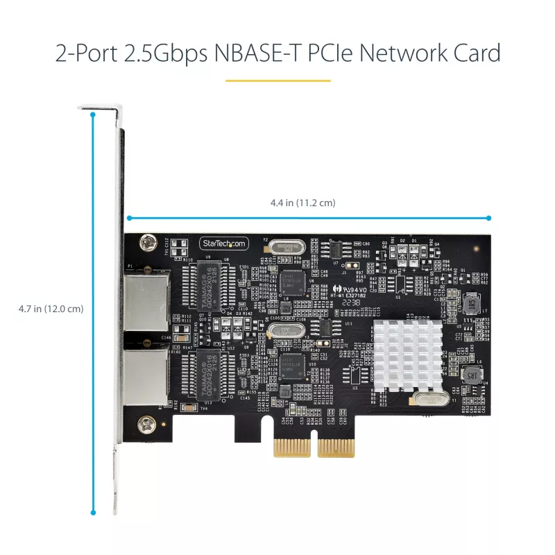 StarTech.com 2-Portowa Karta Sieciowa 2,5Gbps NBASE-T PCIe, Intel I225-V, Dwportowa Karta Sieciowa Komputera, Multi-Gigabit NIC, Karta Sieciowa Serwerowa PCI Express, Interfejs Ethernet Desktop