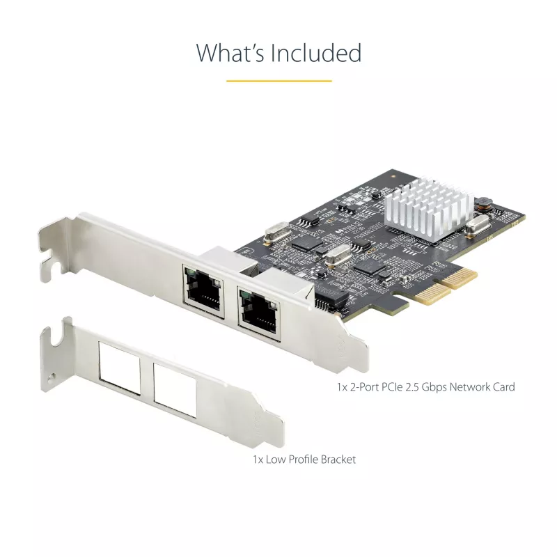 StarTech.com 2-Portowa Karta Sieciowa 2,5Gbps NBASE-T PCIe, Intel I225-V, Dwportowa Karta Sieciowa Komputera, Multi-Gigabit NIC, Karta Sieciowa Serwerowa PCI Express, Interfejs Ethernet Desktop