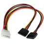 StarTech.com 12in LP4 do 2x SATA Power Y adapter kablowy, Molex (4-pin), 2 x SATA 15-pin, 0.304 m, Męski, Prosty, Prosty