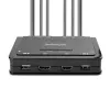 StarTech.com Kompaktowy przełącznik KVM do podwójnych monitorów HDMI, 4K 60 Hz, 2 porty, z wbudowanymi kablami USB-A/HDMI/Audio 1,5 m, zasilany magistralą – zdalny przycisk/przełączanie skrótami klawiszowymi